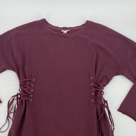Silence + Noise Size Small Lace-Up Side Corset T-Shirt Dress Wine NWT - Picture 6 of 15
